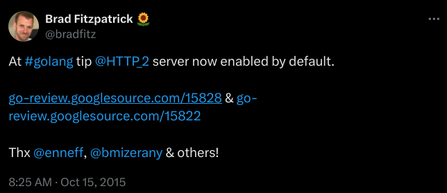 At #golang tip @HTTP_2 server now enabled by default.